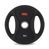 Диск олимпийский обрезиненный с двумя хватами 15 кг REBEL