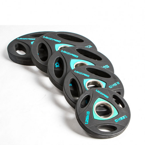 Набор олимпийских дисков 51 мм LIVEPRO Urethane Training 1,25-25 кг (157,5 кг) с хватами Набор олимпийских дисков 51 мм LIVEPRO Urethane Training 1,25-25 кг (157,5 кг) с хватами